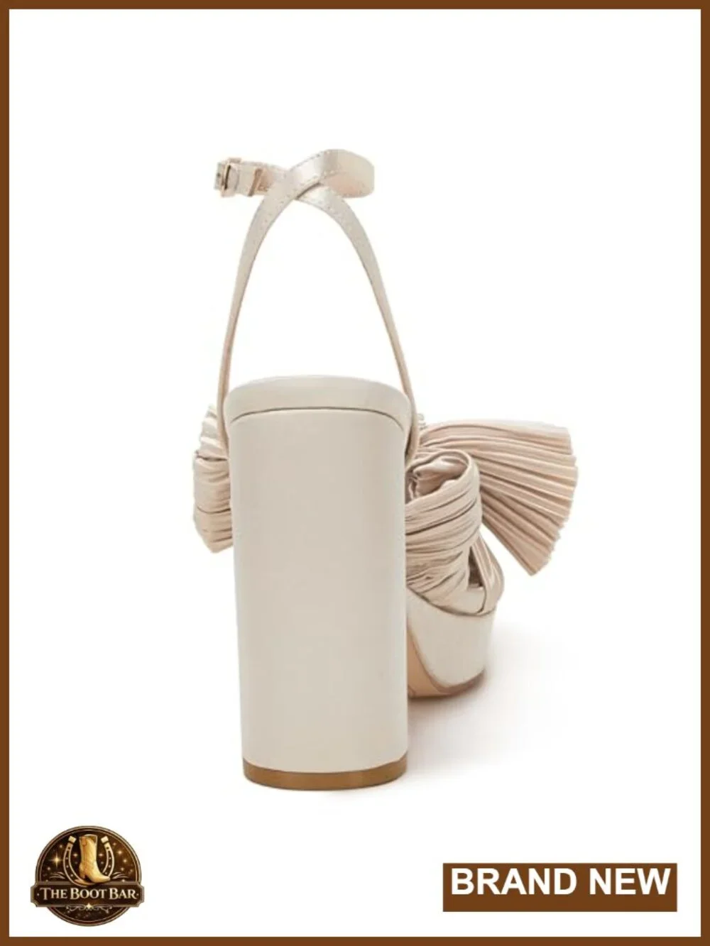 Pleated Bow Knot Chunky Platform Heeled Sandals Women's Open Toe Ankle Strap